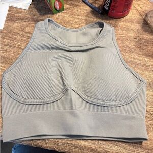 Gray Ribbed Tank Top
